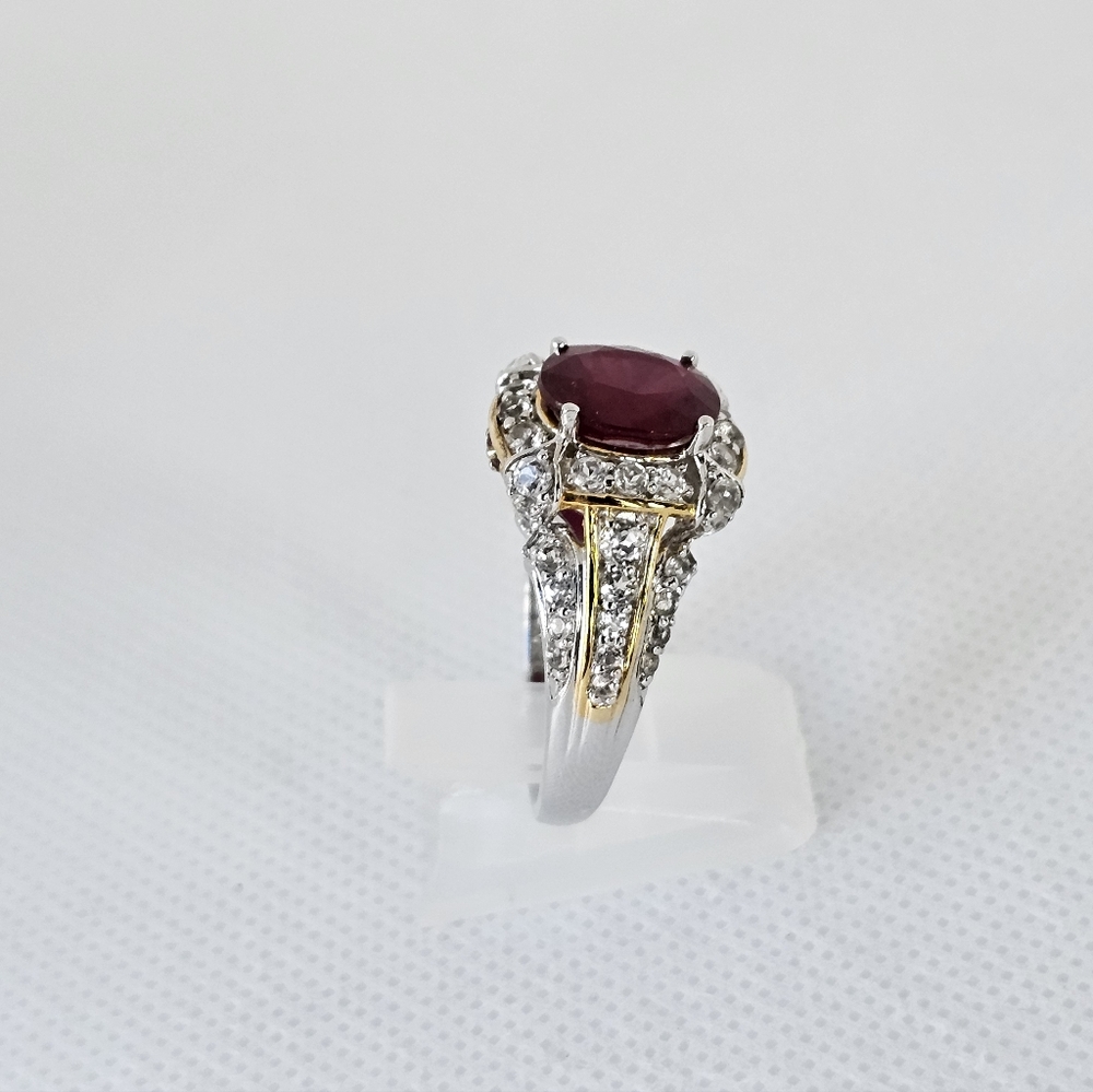 Victoria Wieck Ruby Ring Sterling Silver & 14K Yellow Gold Size 9.5! - Picture 5 of 12